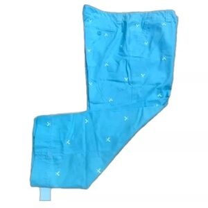 Lilly Pulitzer Capris 14 Turquoise Yellow Blue Oar Oars Embroidery Palm Beach